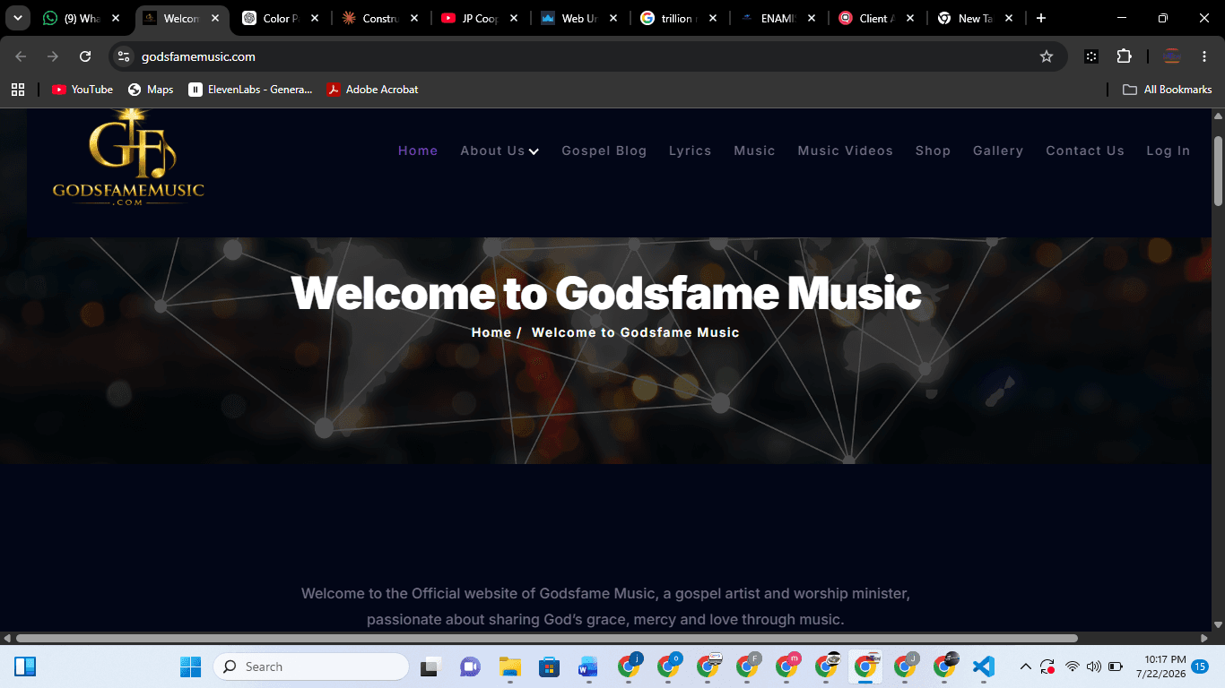 Godsfame Music — Web Development portfolio example by Joetech, Lagos